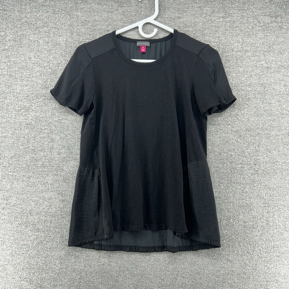 Vince Camuto‎ Top Blouse Women Size XS Black Short Sleeve
